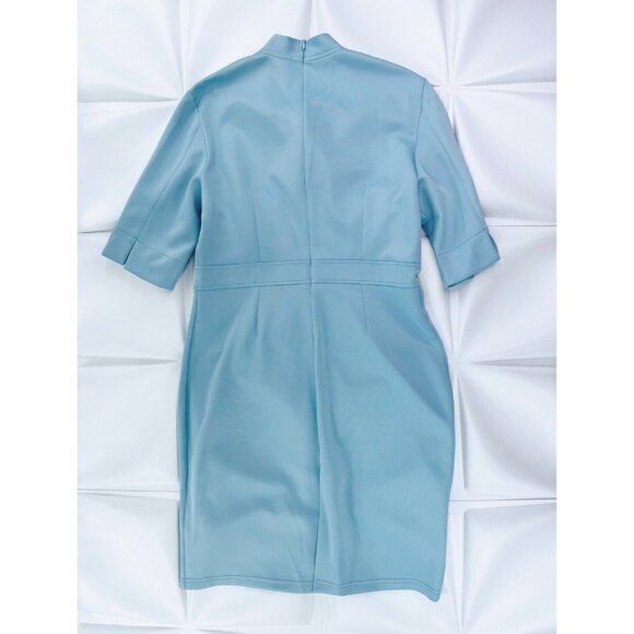NWT Misslook Sz 4XL Blue Tie Mock Neck Sheath Dress NEW - Picture 4 of 8